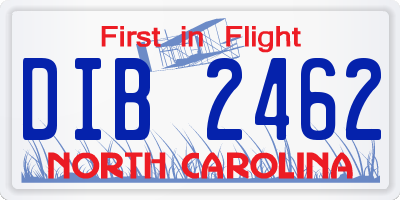 NC license plate DIB2462