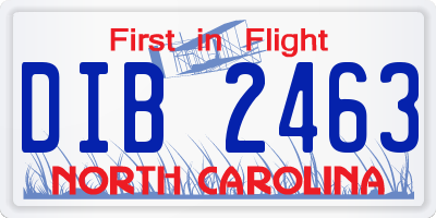 NC license plate DIB2463