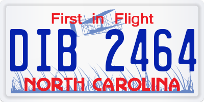 NC license plate DIB2464