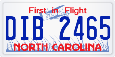 NC license plate DIB2465