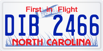 NC license plate DIB2466