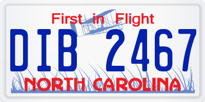 NC license plate DIB2467