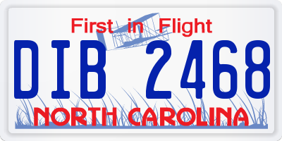 NC license plate DIB2468