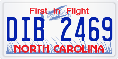 NC license plate DIB2469