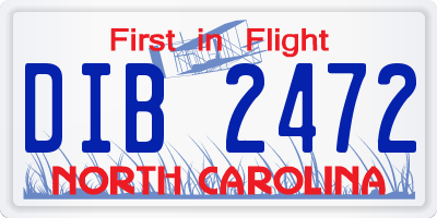 NC license plate DIB2472
