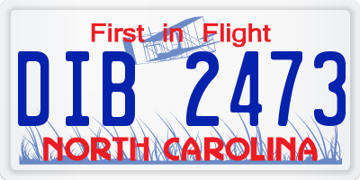 NC license plate DIB2473