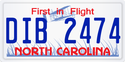 NC license plate DIB2474