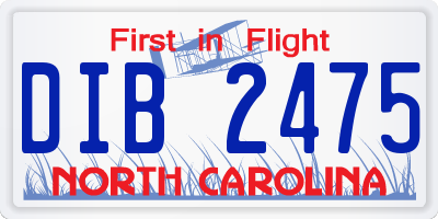 NC license plate DIB2475