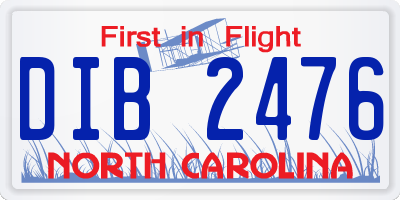 NC license plate DIB2476