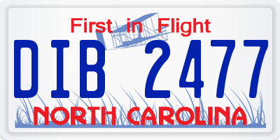 NC license plate DIB2477