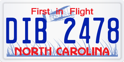 NC license plate DIB2478