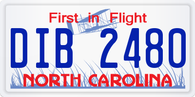 NC license plate DIB2480