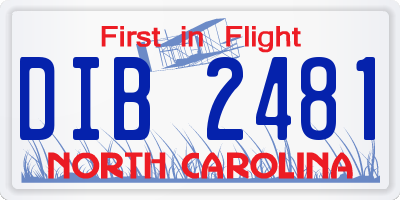 NC license plate DIB2481