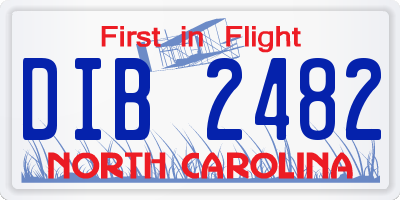 NC license plate DIB2482