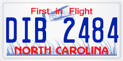 NC license plate DIB2484