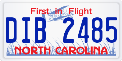 NC license plate DIB2485