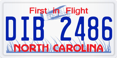 NC license plate DIB2486