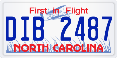NC license plate DIB2487