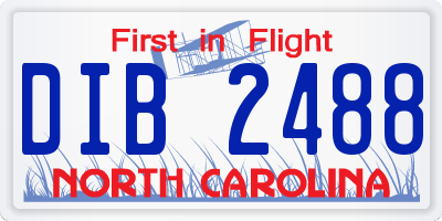 NC license plate DIB2488