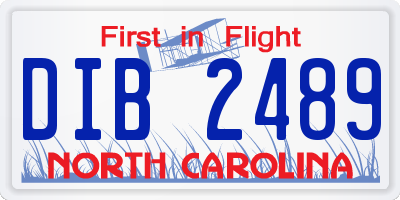 NC license plate DIB2489