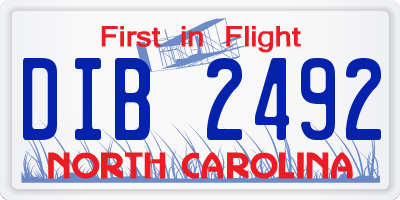 NC license plate DIB2492