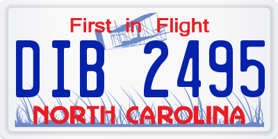 NC license plate DIB2495