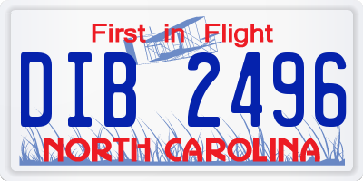 NC license plate DIB2496