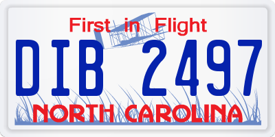 NC license plate DIB2497