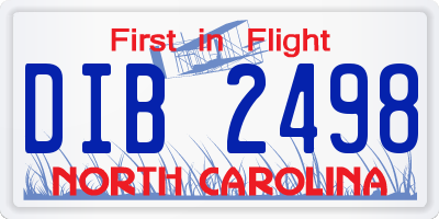 NC license plate DIB2498