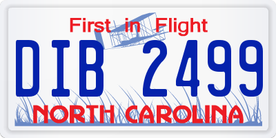 NC license plate DIB2499