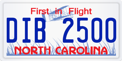 NC license plate DIB2500