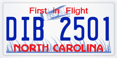 NC license plate DIB2501