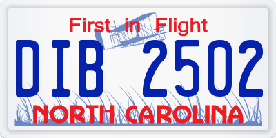 NC license plate DIB2502