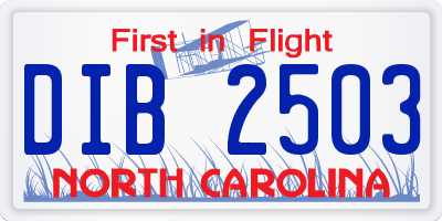 NC license plate DIB2503