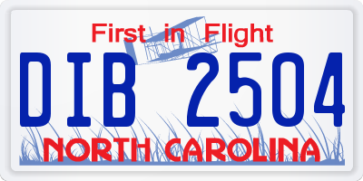NC license plate DIB2504