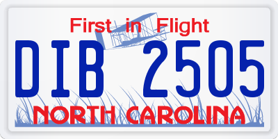 NC license plate DIB2505