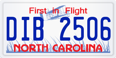 NC license plate DIB2506