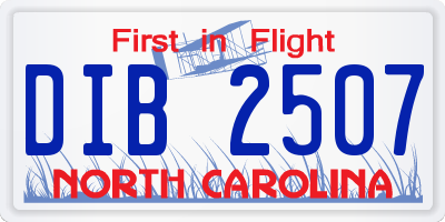 NC license plate DIB2507