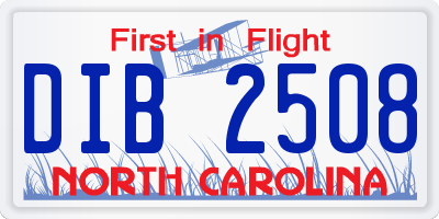 NC license plate DIB2508