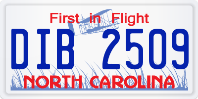 NC license plate DIB2509