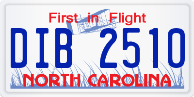NC license plate DIB2510