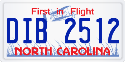 NC license plate DIB2512