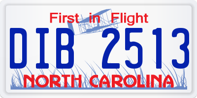 NC license plate DIB2513
