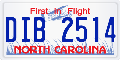 NC license plate DIB2514