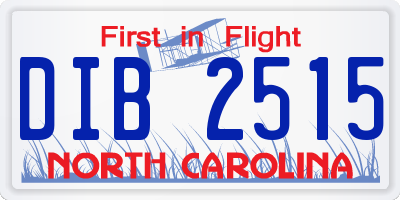 NC license plate DIB2515