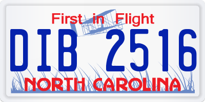 NC license plate DIB2516