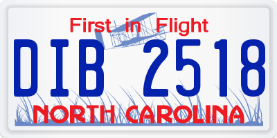 NC license plate DIB2518