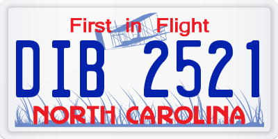 NC license plate DIB2521