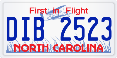 NC license plate DIB2523