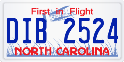 NC license plate DIB2524